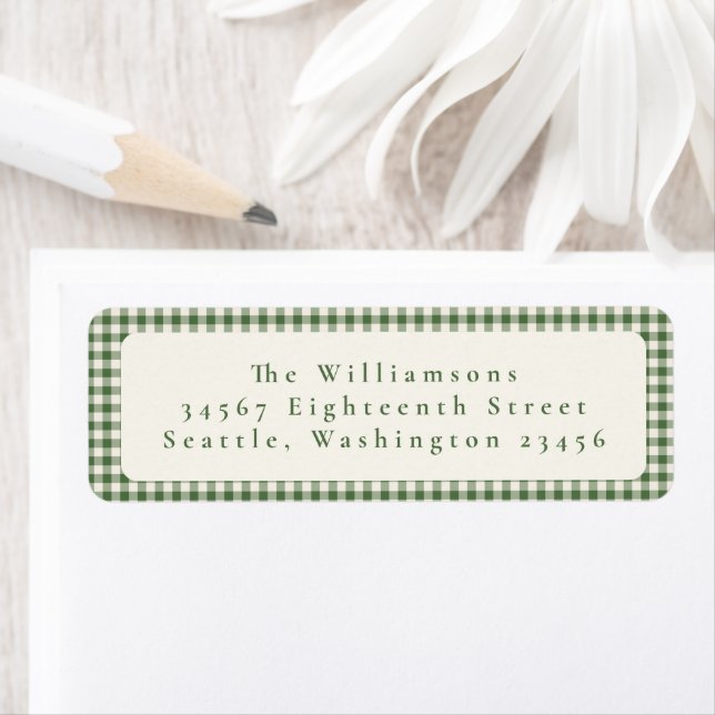 Etiqueta Endereço de Devolução Personalizado Xadrez Gingham (Insitu)