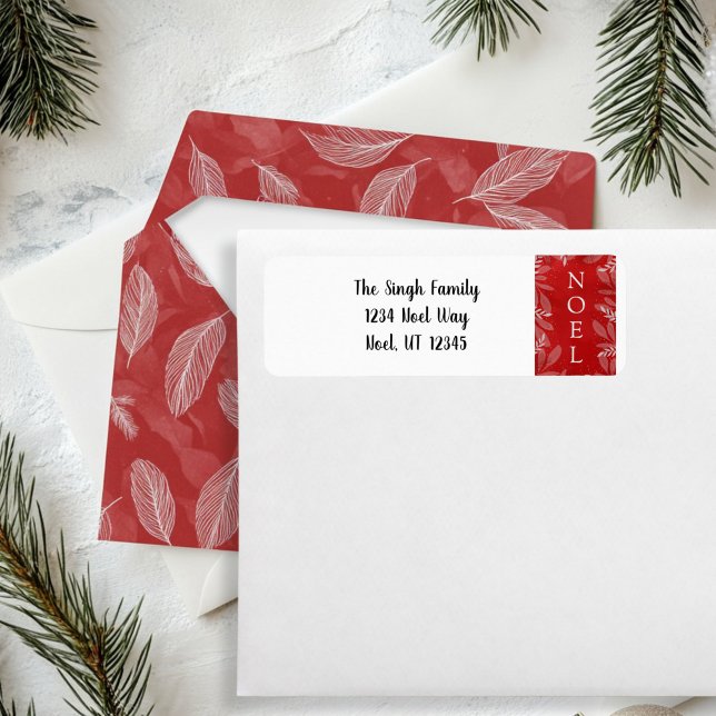 Etiqueta Endereço de devolução Red "Noel" (Red noel envelope)