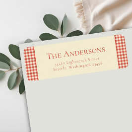 Etiqueta Endereço de Devolução Retroativo da Xadrez Vermelh