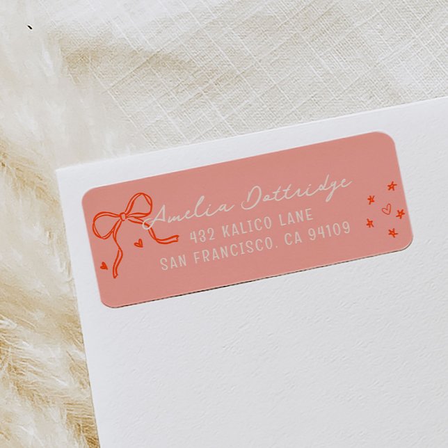 Etiqueta Endereço de Devolução Rosa e Vermelho Menina Sketc (Pink and Red Girly Sketch Return Address Label)