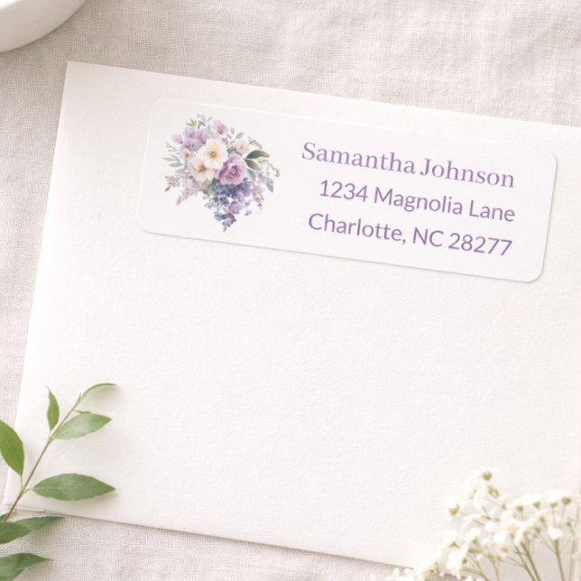 Etiqueta Endereço de Devolução Roxo Elegante Personalizado (Criador carregado)