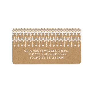 Etiqueta Endereço de devolução Rustic Vintage Lace Kraft Pa