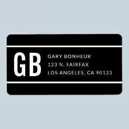 Etiqueta Endereço de devolução simples, preto e branco, em 