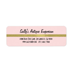 Etiqueta Endereço de devolução Simples, Rosa e Faixa Dou
