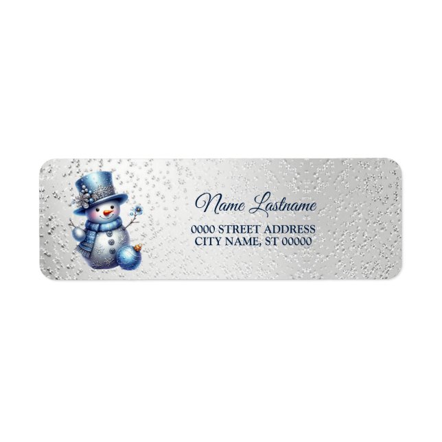 Etiqueta Endereço de Devolução Snowman Natal Elegante (Frente)