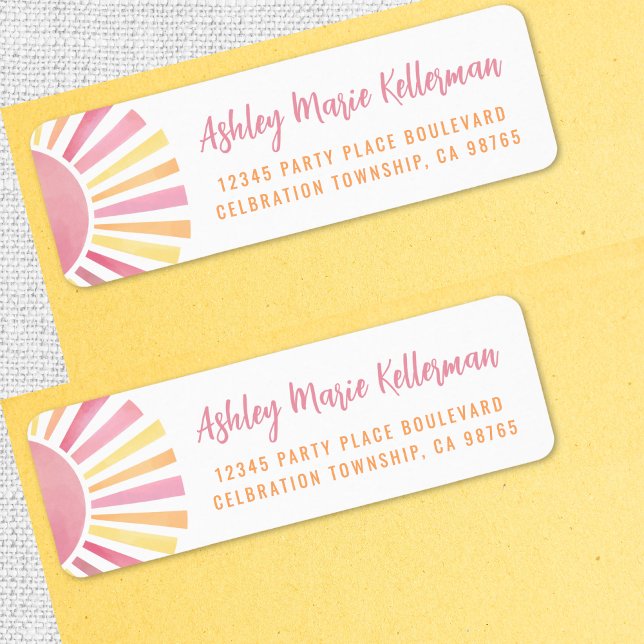 Etiqueta Endereço de devolução Sun do Boho Rosa (Pink Boho Sun Return Address label )