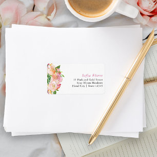 Etiqueta Endereço de Envelope RSVP Chic Floral rosa e Doura