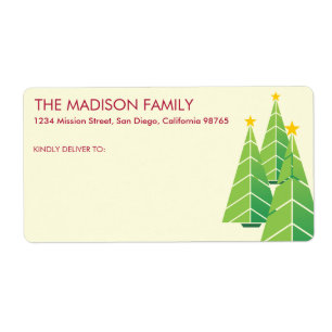 Etiqueta Endereço de envio das árvores de Natal contemporân