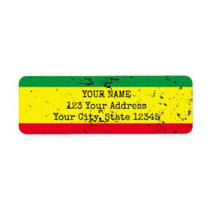 Etiqueta Endereço de estilo Vintage rastafarian flag regga
