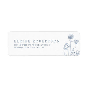 Etiqueta Endereço de Flor Selvagem Minimalista Simples