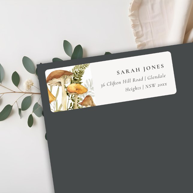 Etiqueta Endereço de Folhagem Fern de Cogumelo Laranja Rust (Criador carregado)