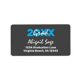 Etiqueta Endereço de Graduação Azul e Branco Moderno