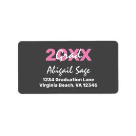 Etiqueta Endereço de Graduação Branca e Rosa Moderno