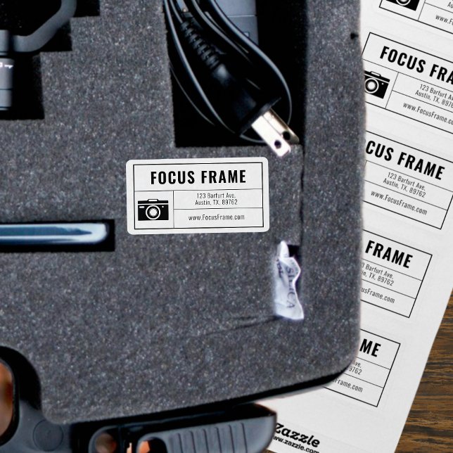 Etiqueta Endereço de Ilustração da Lente do Fotógrafo da Câ (Criador carregado)