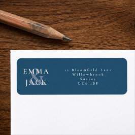 Etiqueta Endereço de nomes e comercial Minimal Azul