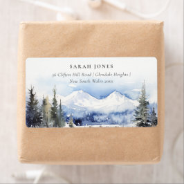 Etiqueta Endereço de Paisagem de Esqui da Montanha de Neve 