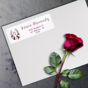 Etiqueta Endereço de Quinceanera em Ferradura Ocidental Flo
