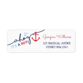 Etiqueta Endereço de retorno Ahoy do Chá de fraldas de Meni