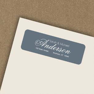 Etiqueta Endereço de Retorno Azul Dusty do Script de Caligr
