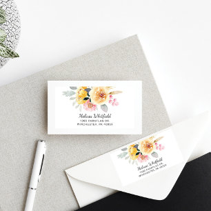 Etiqueta Endereço de Retorno Botânico Aquarela Rústica Flor