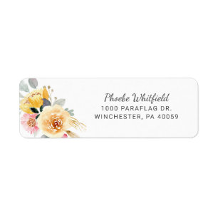 Etiqueta Endereço de Retorno Botânico Aquarela Rústica Flor