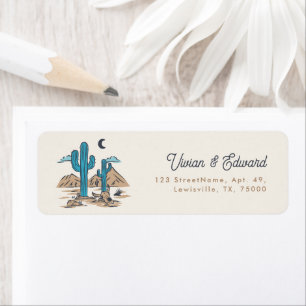 Etiqueta Endereço de Retorno Casamento Boho Deserto Cacto A