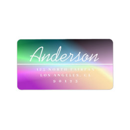 Etiqueta Endereço de Retorno Colorido de Ombre de Script Mo