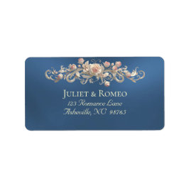Etiqueta Endereço de Retorno com Floral de Rosas - Azul