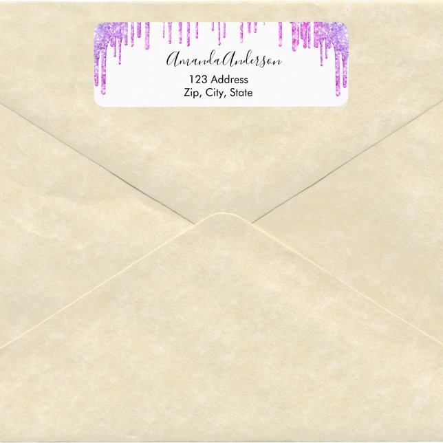 Etiqueta Endereço de retorno com gotejamento de glitter vio (Criador carregado)