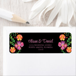 Etiqueta Endereço de Retorno da Festa Floral Mexicana Color