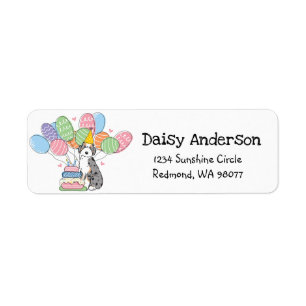 Etiqueta Endereço de Retorno de Aniversário do Aussiedoodle