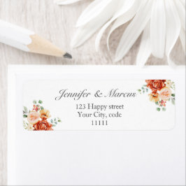 Etiqueta Endereço de Retorno de Anúncio de Casamento Floral