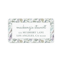 Endereço de retorno de aquarela botânica elegante