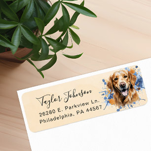 Etiqueta Endereço de Retorno de Cachorro Retriever Dourado