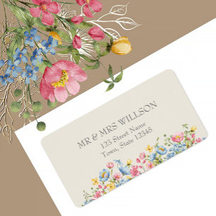 Etiqueta Endereço de Retorno de Casamento Boho Wildflower