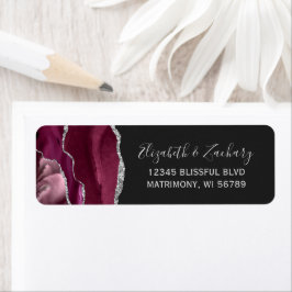 Etiqueta Endereço de Retorno de Casamento Burgundy Chic Pra