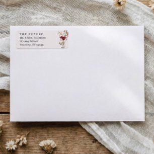 Etiqueta Endereço de Retorno de Casamento com Flores Silves