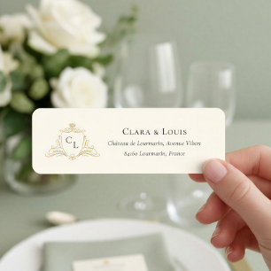 Etiqueta Endereço de Retorno de Casamento com Monograma de