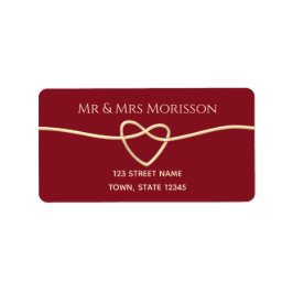 Etiqueta Endereço de retorno de casamento de corações Doura