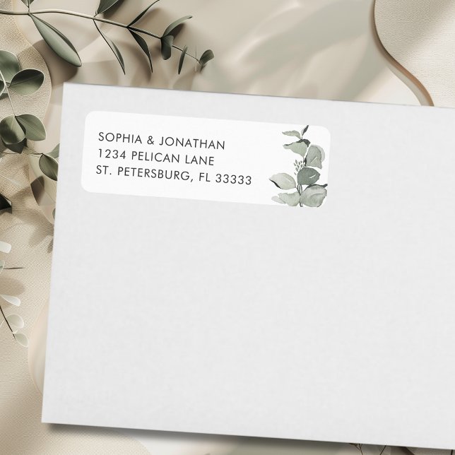 Etiqueta Endereço de Retorno de Casamento de Eucalipto Eleg (Elegant Eucalyptus Wedding Return Address Label)