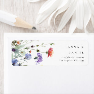 Etiqueta Endereço de Retorno de Casamento de Flor Silvestre