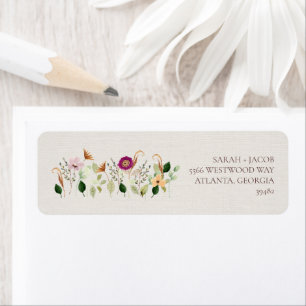 Etiqueta Endereço de Retorno de Casamento de Flores Silvest