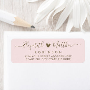 Etiqueta Endereço de Retorno de Casamento Dourado do Blush 
