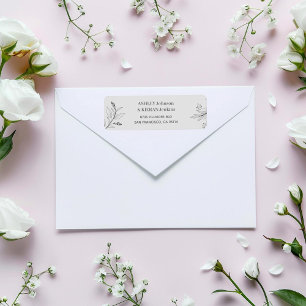 Etiqueta Endereço de retorno de casamento Elegante Floral