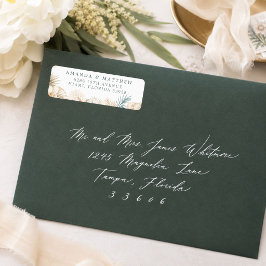Etiqueta Endereço de Retorno de Casamento Elegante na Praia