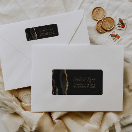 Etiqueta Endereço de Retorno de Casamento em Script Dourado