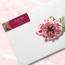 Endereço de Retorno de Casamento Floral Protea Ros