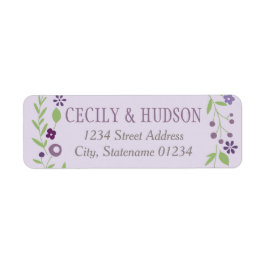 Etiqueta Endereço de Retorno de Casamento Floral Roxo Encan