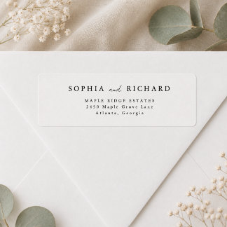 Etiqueta Endereço de Retorno de Casamento Minimalista Elega