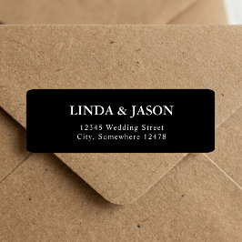 Etiqueta Endereço de Retorno de Casamento Minimalista Preto